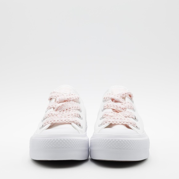 Converse Women's Chuck Taylor All Star Lift Platform Crochet Laces Shoes White 8 - Picture 8 of 11